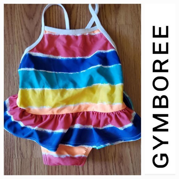 Striped Multicolor Swimsuit One Piece Size 12 -‎ 18 Months Gymboree Beach Swim - Picture 1 of 4